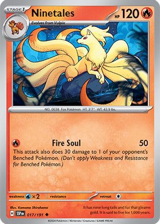Ninetales - 017/191  - Reverse Holofoil SV08 Surging Sparks - Uncommon