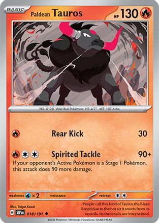 Paldean Tauros - 018/191  SV08 Surging Sparks - Uncommon