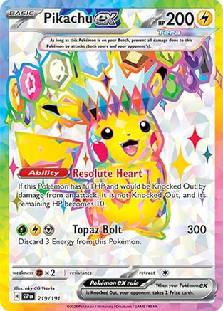 Pikachu ex - 219/191  - Holofoil SV08 Surging Sparks - Ultra Rare