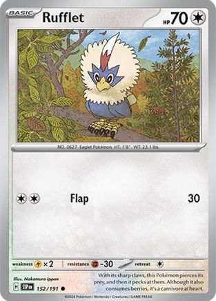 Rufflet - 152/191  - Reverse Holofoil SV08 Surging Sparks - Common