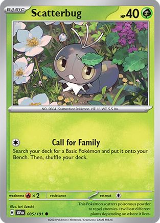 Scatterbug - 005/191  - Reverse Holofoil SV08 Surging Sparks - Common