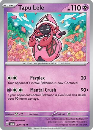 Tapu Lele - 092/191  - Holofoil SV08 Surging Sparks - Rare