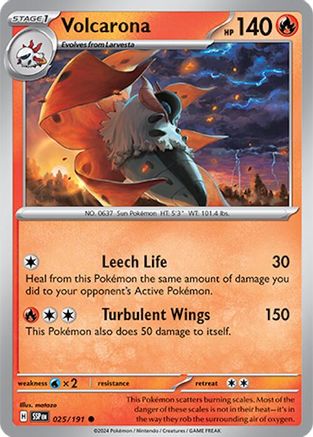 Volcarona - 025/191  - Reverse Holofoil SV08 Surging Sparks - Common