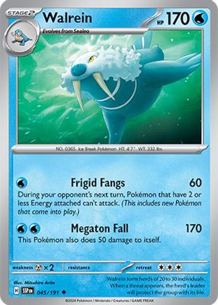 Walrein - 045/191  - Reverse Holofoil SV08 Surging Sparks - Uncommon