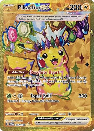 Pikachu ex - 247/191  - Holofoil SV08 Surging Sparks - Hyper Rare
