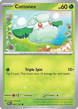 Cottonee - 007/131  - Reverse Holofoil SV Prismatic Evolutions - Common