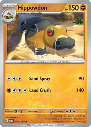 Hippowdon - 053/131  - Reverse Holofoil SV Prismatic Evolutions - Common