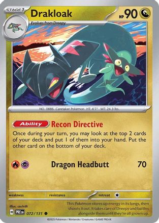 Drakloak - 072/131  - Reverse Holofoil SV Prismatic Evolutions - Common