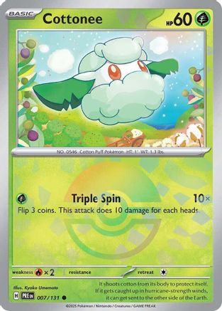 Cottonee (Poke Ball Pattern) - 007/131  - Holofoil SV Prismatic Evolutions - Common