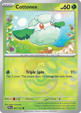 Cottonee (Master Ball Pattern) - 007/131  - Holofoil SV Prismatic Evolutions - Common