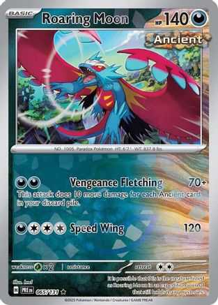 Roaring Moon (Master Ball Pattern) - 065/131  - Holofoil SV Prismatic Evolutions - Rare