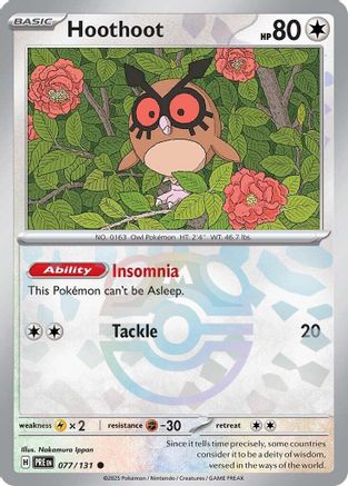 Hoothoot (Master Ball Pattern) - 077/131  - Holofoil SV Prismatic Evolutions - Common