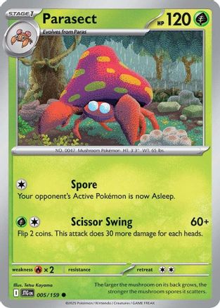 Parasect - 005/159  - Reverse Holofoil SV09 Journey Together - Common