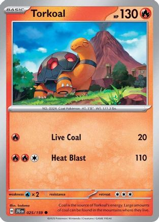 Torkoal - 025/159  - Reverse Holofoil SV09 Journey Together - Common