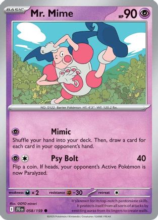 Mr. Mime - 058/159  - Reverse Holofoil SV09 Journey Together - Common