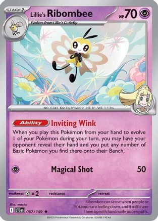 Lillie's Ribombee - 067/159  - Reverse Holofoil SV09 Journey Together - Rare
