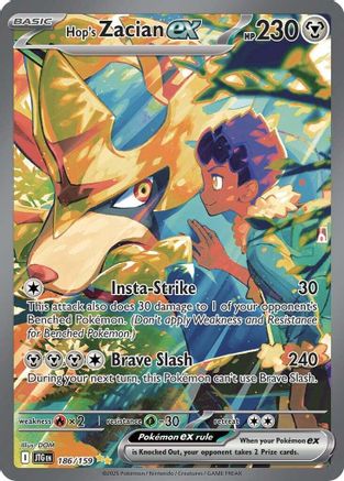 Hop's Zacian ex - 186/159  - Holofoil SV09 Journey Together - Special Illustration Rare