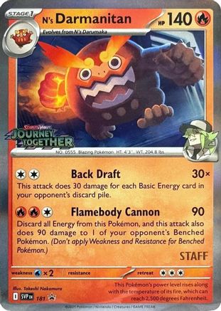 N's Darmanitan - 181 (Prerelease) [Staff] - 181  - Holofoil SV Scarlet & Violet Promo Cards - Promo