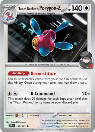 Team Rocket's Porygon-Z - 155/182  - Reverse Holofoil SV10 Destined Rivals - Uncommon