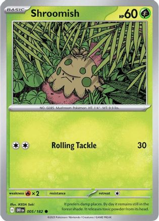 Shroomish - 005/182  - Reverse Holofoil SV10 Destined Rivals - Common
