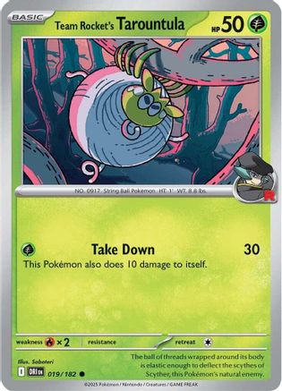 Team Rocket's Tarountula - 019/182  - Reverse Holofoil SV10 Destined Rivals - Common