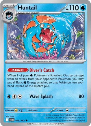 Huntail - 055/182  - Reverse Holofoil SV10 Destined Rivals - Uncommon