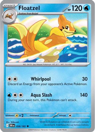Floatzel - 058/182  - Reverse Holofoil SV10 Destined Rivals - Uncommon