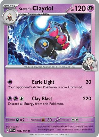 Steven's Claydol - 084/182  - Reverse Holofoil SV10 Destined Rivals - Uncommon