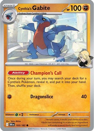 Cynthia's Gabite - 103/182  - Reverse Holofoil SV10 Destined Rivals - Common