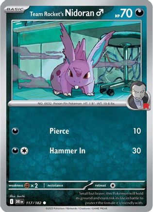 Team Rocket's Nidoran M - 117/182  - Reverse Holofoil SV10 Destined Rivals - Common
