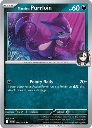 Marnie's Purrloin - 130/182  - Reverse Holofoil SV10 Destined Rivals - Common