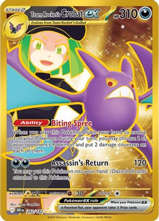 Team Rocket's Crobat ex - 242/182  - Holofoil SV10 Destined Rivals - Hyper Rare