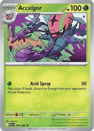 Accelgor - 009/086  - Reverse Holofoil SV White Flare - Uncommon