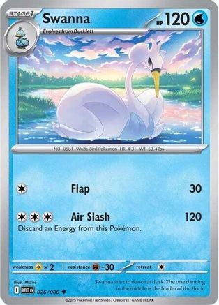 Swanna - 026/086  - Reverse Holofoil SV White Flare - Uncommon