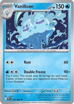 Vanilluxe - 029/086  - Reverse Holofoil SV White Flare - Uncommon