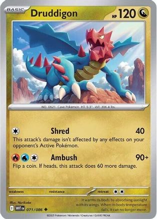 Druddigon - 071/086  - Reverse Holofoil SV White Flare - Uncommon
