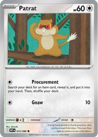 Patrat - 072/086  - Reverse Holofoil SV White Flare - Common