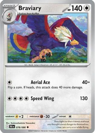Braviary - 078/086  - Reverse Holofoil SV Black Bolt - Uncommon