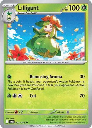 Lilligant - 007/086  - Reverse Holofoil SV Black Bolt - Uncommon