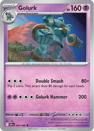 Golurk - 043/086  - Reverse Holofoil SV Black Bolt - Uncommon