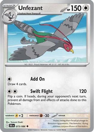 Unfezant - 073/086  - Reverse Holofoil SV Black Bolt - Uncommon