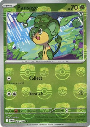 Pansage (Master Ball Pattern) - 004/086  - Holofoil SV Black Bolt - Common