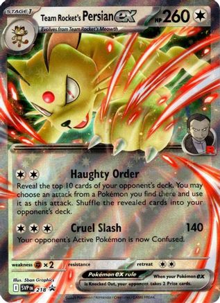 Team Rocket's Persian ex - 218 - 218/182  - Holofoil SV10 Destined Rivals - Promo