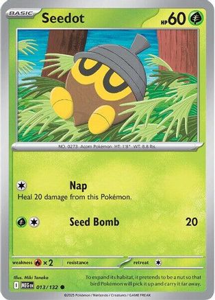 Seedot - 013/132  - Reverse Holofoil ME01 Mega Evolution - Common
