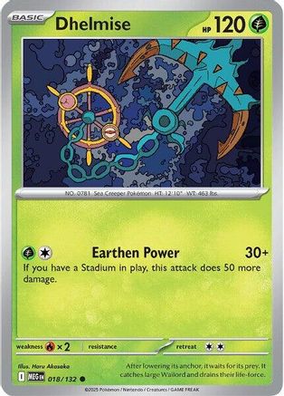 Dhelmise - 018/132  - Reverse Holofoil ME01 Mega Evolution - Common