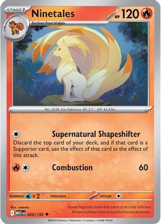 Ninetales - 020/132  - Reverse Holofoil ME01 Mega Evolution - Uncommon
