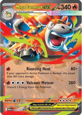 Mega Camerupt ex - 022/132  - Holofoil ME01 Mega Evolution - Double Rare
