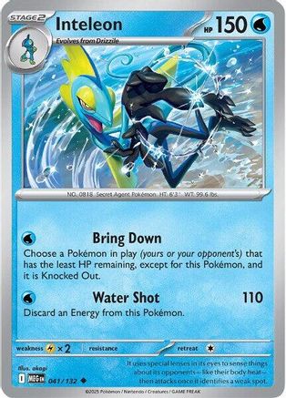 Inteleon - 041/132  - Reverse Holofoil ME01 Mega Evolution - Uncommon