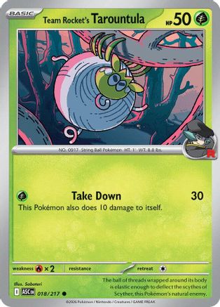 Team Rocket's Tarountula 018/217  - Reverse Holofoil ME Ascended Heroes - Common