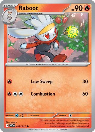 Raboot 037/217  - Reverse Holofoil ME Ascended Heroes - Common